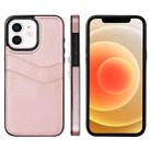 For iPhone 12 Litchi Leather Skin Card Slots Phone Case(Rose Gold) - 1