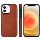 For iPhone 12 Litchi Leather Skin Card Slots Phone Case(Brown) - 1