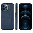 For iPhone 12 Pro Max Litchi Leather Skin Card Slots Phone Case(Blue) - 1