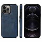 For iPhone 12 Pro Litchi Leather Skin Card Slots Phone Case(Blue) - 1