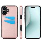 For iPhone 16 Plus Litchi Leather Skin Card Slots Phone Case(Rose Gold) - 1