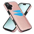 For iPhone 16 Plus Litchi Leather Skin Card Slots Phone Case(Rose Gold) - 2