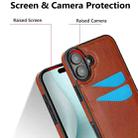 For iPhone 16 Plus Litchi Leather Skin Card Slots Phone Case(Brown) - 3