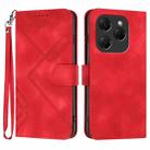 For Tecno Spark 20 Pro Line Pattern Skin Feel Leather Phone Case(Red) - 1