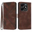 For Tecno Spark 20 Line Pattern Skin Feel Leather Phone Case(Coffee) - 1