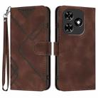 For Tecno Spark Go 2024 Line Pattern Skin Feel Leather Phone Case(Coffee) - 1