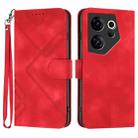 For Tecno Camon 20 Premier Line Pattern Skin Feel Leather Phone Case(Red) - 1
