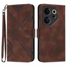 For Tecno Camon 20 Premier Line Pattern Skin Feel Leather Phone Case(Coffee) - 1