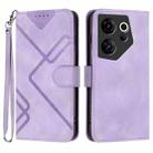 For Tecno Camon 20 Premier Line Pattern Skin Feel Leather Phone Case(Light Purple) - 1