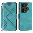 For Tecno Camon 20 Premier Line Pattern Skin Feel Leather Phone Case(Light Blue) - 1