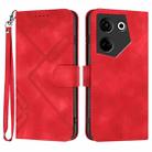 For Tecno Camon 20/20 Pro 4G Line Pattern Skin Feel Leather Phone Case(Red) - 1