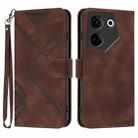 For Tecno Camon 20/20 Pro 4G Line Pattern Skin Feel Leather Phone Case(Coffee) - 1