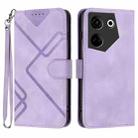 For Tecno Camon 20/20 Pro 4G Line Pattern Skin Feel Leather Phone Case(Light Purple) - 1