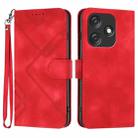 For Tecno Spark 10C Line Pattern Skin Feel Leather Phone Case(Red) - 1