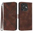 For Tecno Spark 10C Line Pattern Skin Feel Leather Phone Case(Coffee) - 1