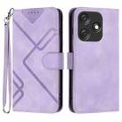 For Tecno Spark 10C Line Pattern Skin Feel Leather Phone Case(Light Purple) - 1