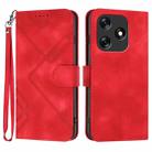 For Tecno Spark 10 4G Line Pattern Skin Feel Leather Phone Case(Red) - 1