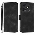 For Tecno Spark 10 4G Line Pattern Skin Feel Leather Phone Case(Black) - 1