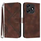 For Tecno Spark 10 4G Line Pattern Skin Feel Leather Phone Case(Coffee) - 1