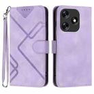 For Tecno Spark 10 4G Line Pattern Skin Feel Leather Phone Case(Light Purple) - 1