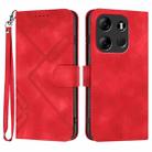 For Tecno Spark Go 2023 Line Pattern Skin Feel Leather Phone Case(Red) - 1