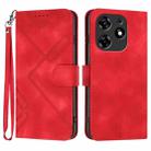 For Tecno Spark 10 Pro Line Pattern Skin Feel Leather Phone Case(Red) - 1