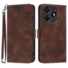 For Tecno Spark 10 Pro Line Pattern Skin Feel Leather Phone Case(Coffee) - 1