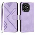 For Tecno Spark 10 Pro Line Pattern Skin Feel Leather Phone Case(Light Purple) - 1