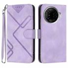 For Tecno Camon 30 Pro Line Pattern Skin Feel Leather Phone Case(Light Purple) - 1