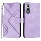 For Tecno Pova 4 Line Pattern Skin Feel Leather Phone Case(Light Purple) - 1