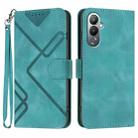 For Tecno Pova 4 Line Pattern Skin Feel Leather Phone Case(Light Blue) - 1