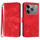 For Tecno Pova 6 Pro Line Pattern Skin Feel Leather Phone Case(Red) - 1