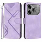 For Tecno Pova 6 Pro Line Pattern Skin Feel Leather Phone Case(Light Purple) - 1