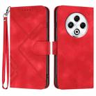 For Tecno Spark 30 4G Line Pattern Skin Feel Leather Phone Case(Red) - 1