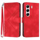 For Tecno Camon 40 4G Line Pattern Skin Feel Leather Phone Case(Red) - 1