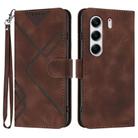 For Tecno Camon 40 4G Line Pattern Skin Feel Leather Phone Case(Coffee) - 1