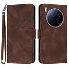 For Tecno Camon 40 Premier Line Pattern Skin Feel Leather Phone Case(Coffee) - 1