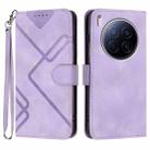 For Tecno Camon 40 Premier Line Pattern Skin Feel Leather Phone Case(Light Purple) - 1
