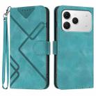For Tecno Spark 40 4G Line Pattern Skin Feel Leather Phone Case(Light Blue) - 1