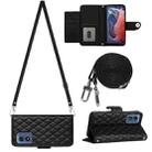 For Motorola Moto G Play 4G 2024 Rhombic Texture Flip Leather Phone Case with Long Lanyard(Black) - 1