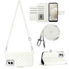 For Motorola Moto G Power 5G 2024 Rhombic Texture Flip Leather Phone Case with Long Lanyard(White) - 1