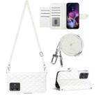 For Motorola Moto G54 Rhombic Texture Flip Leather Phone Case with Long Lanyard(White) - 1