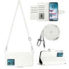 For Motorola Edge 40 Neo Rhombic Texture Flip Leather Phone Case with Long Lanyard(White) - 1