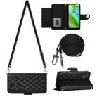 For Motorola Moto G Power 2023 Rhombic Texture Flip Leather Phone Case with Long Lanyard(Black) - 1