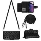 For Motorola Moto G Stylus 5G 2023 Rhombic Texture Flip Leather Phone Case with Long Lanyard(Black) - 1