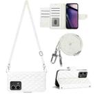 For Motorola Moto G Stylus 5G 2023 Rhombic Texture Flip Leather Phone Case with Long Lanyard(White) - 1