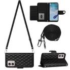 For Motorola Moto G53 / G23 / G13 Rhombic Texture Flip Leather Phone Case with Long Lanyard(Black) - 1