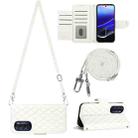 For Motorola Moto G Stylus 5G 2022 Rhombic Texture Flip Leather Phone Case with Long Lanyard(White) - 1