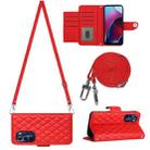 For Motorola Moto G Stylus 4G 2022 Rhombic Texture Flip Leather Phone Case with Long Lanyard(Red) - 1