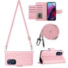 For Motorola Moto G Stylus 4G 2022 Rhombic Texture Flip Leather Phone Case with Long Lanyard(Pink) - 1